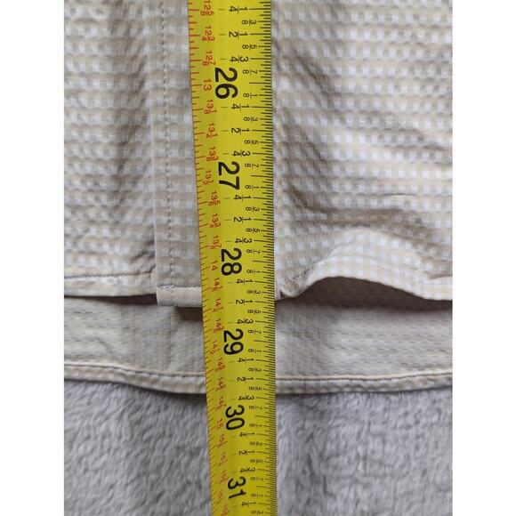 Rhone Commuter Shirt Mens Large Tan White Checkerboard Performance Slim Fit 118$ - Picture 6 of 8